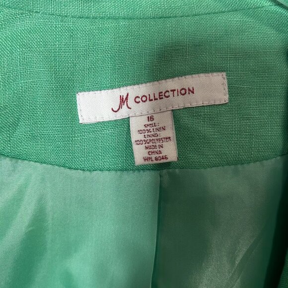 JM Collection 100% Linen Women's 16 Plus Green Chartreuse Blazer City Jacket - Picture 4 of 11